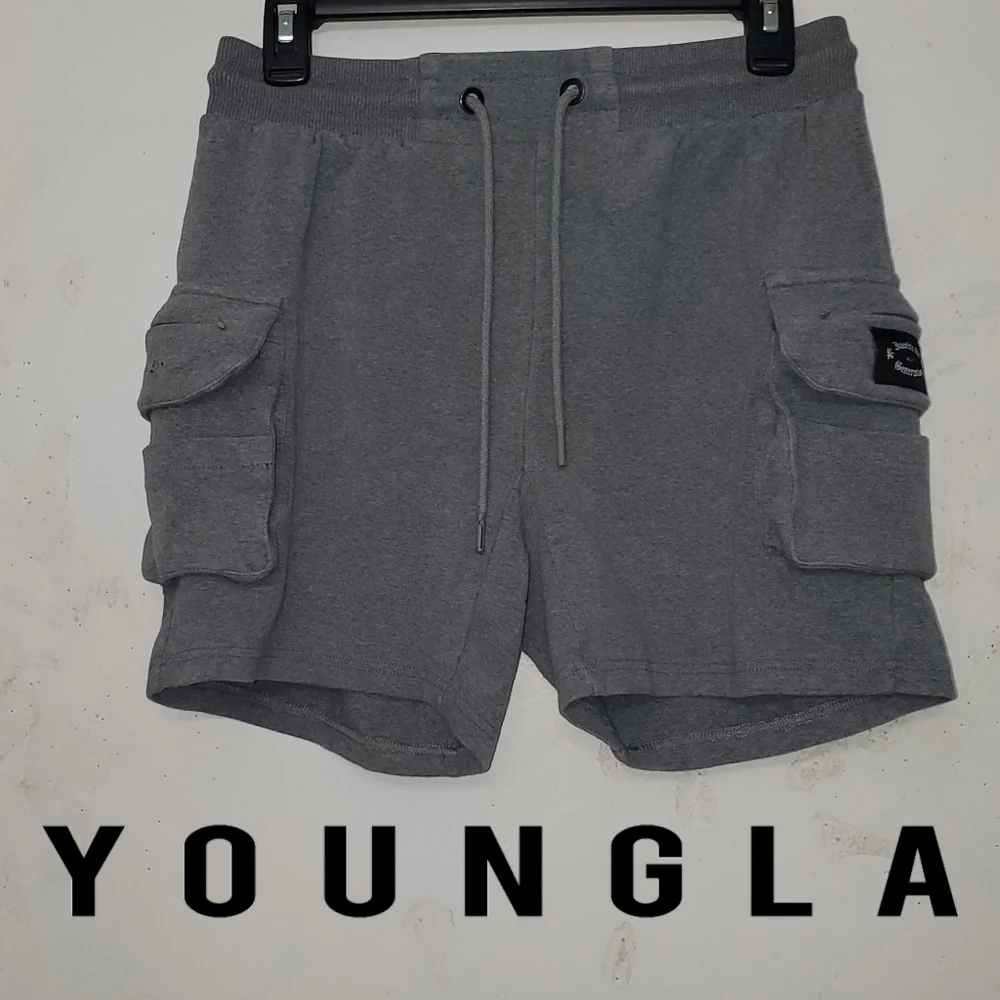 YoungLA Men's Cargo Athletic Workout Sweat Shorts